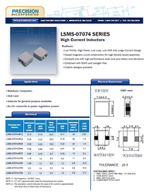 Precision Inc presents LSMS-07074 Series - High Current Inductors 