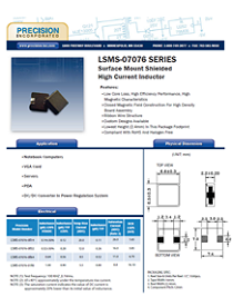Precision Inc. presents LSMS-07076 SERIES - Surface Mount Shielded High Current Inductor
