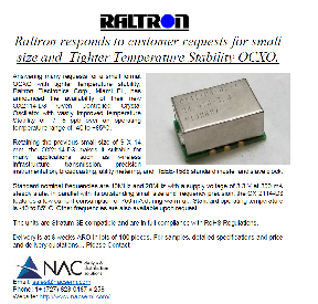 Raltron responds to customer requests for small size and  Tighter Temperature Stability OCXO